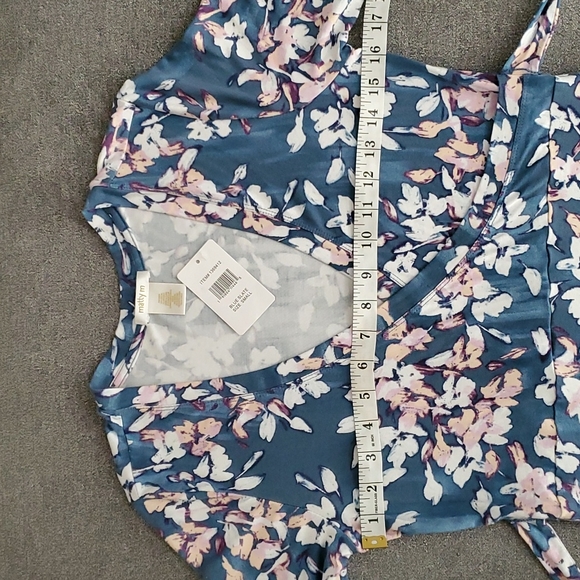 🆕️ Matty M Blue Slate Floral Faux Wrap Pullover Dress SIZE: S - Picture 10 of 14